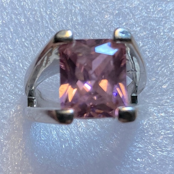 Silver with Pink Diamond Fashion Ring - Picture 5 of 6